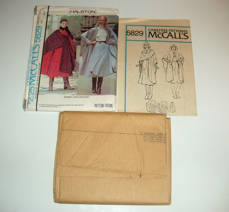 McCall's 5829 Halston Sewing Pattern Misses Cape & Flared Skirt Size 8 