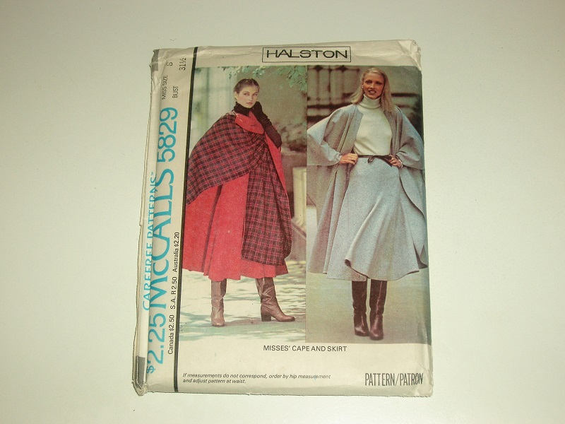 McCall's 5829 Halston Sewing Pattern Misses Cape & Flared Skirt Size 8 