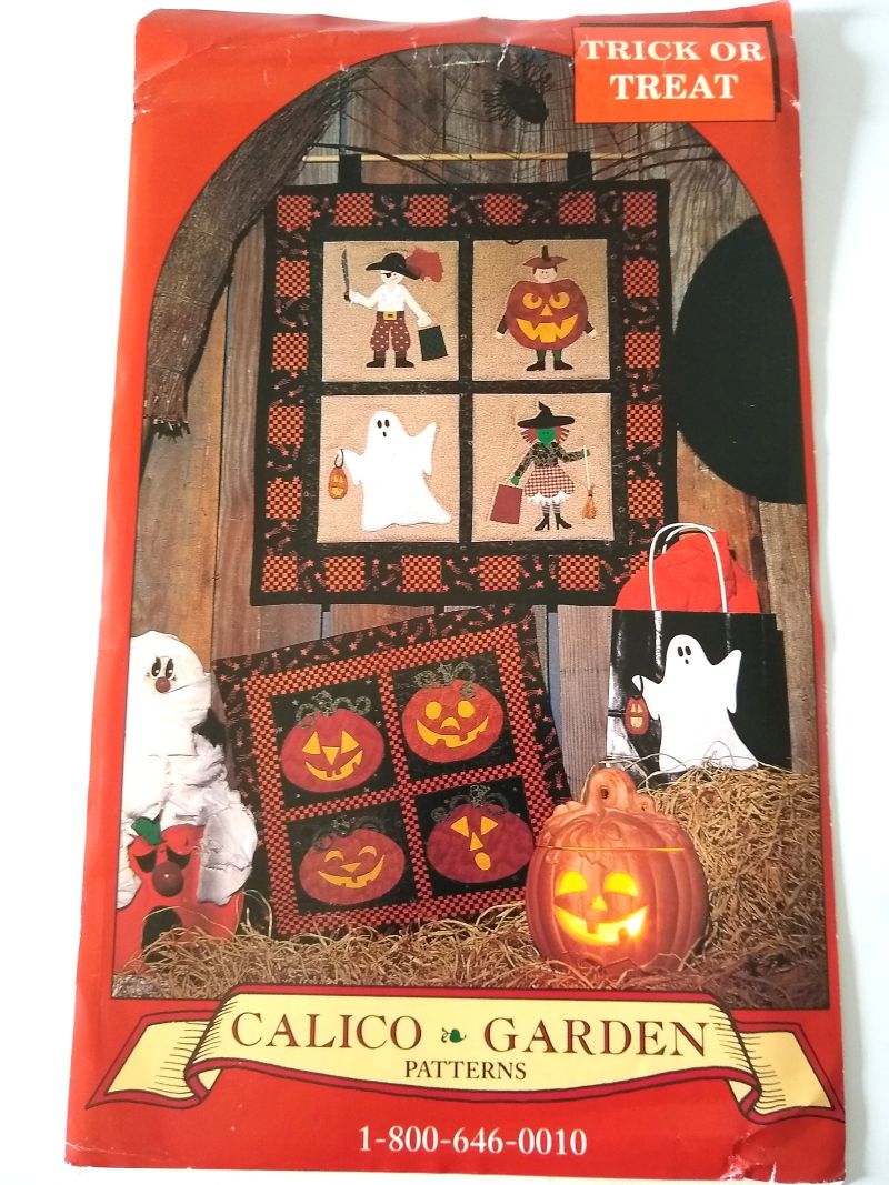 Calico Garden Trick or Treat & Jack-o-Lantern Wall Quilt Applique Pattern – Ghost, Witch, Pirate, Pumpkin Designs
