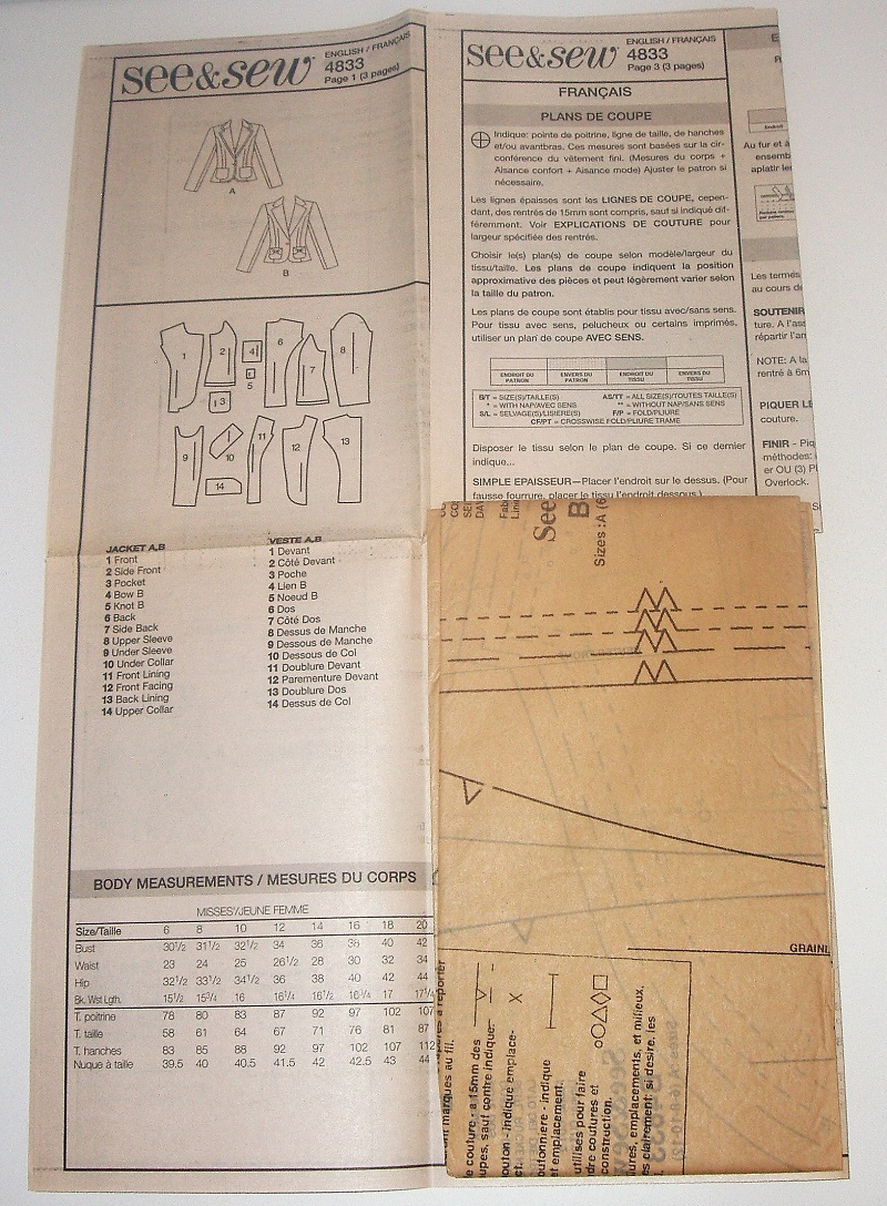 Butterick See & Sew B4833 Misses’ Lined Fitted Jacket Sewing Pattern – Sizes 6–12 – 2006