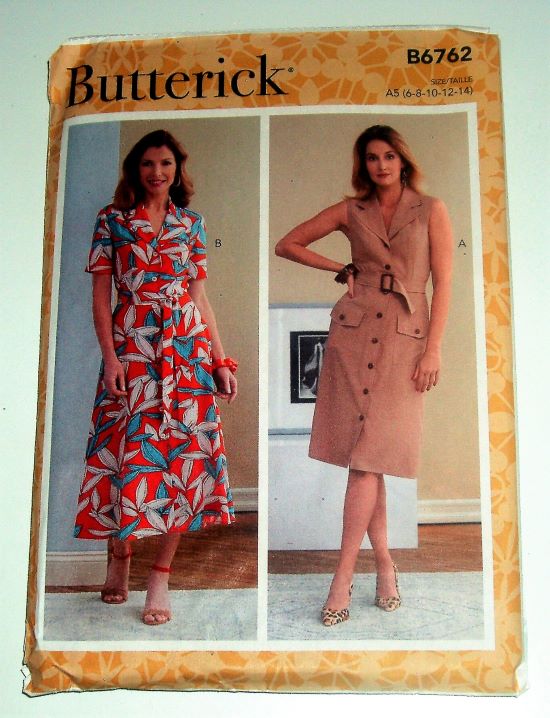Butterick B6762 Sleeveless or Short Sleeve Dress Pattern Sizes 6–14