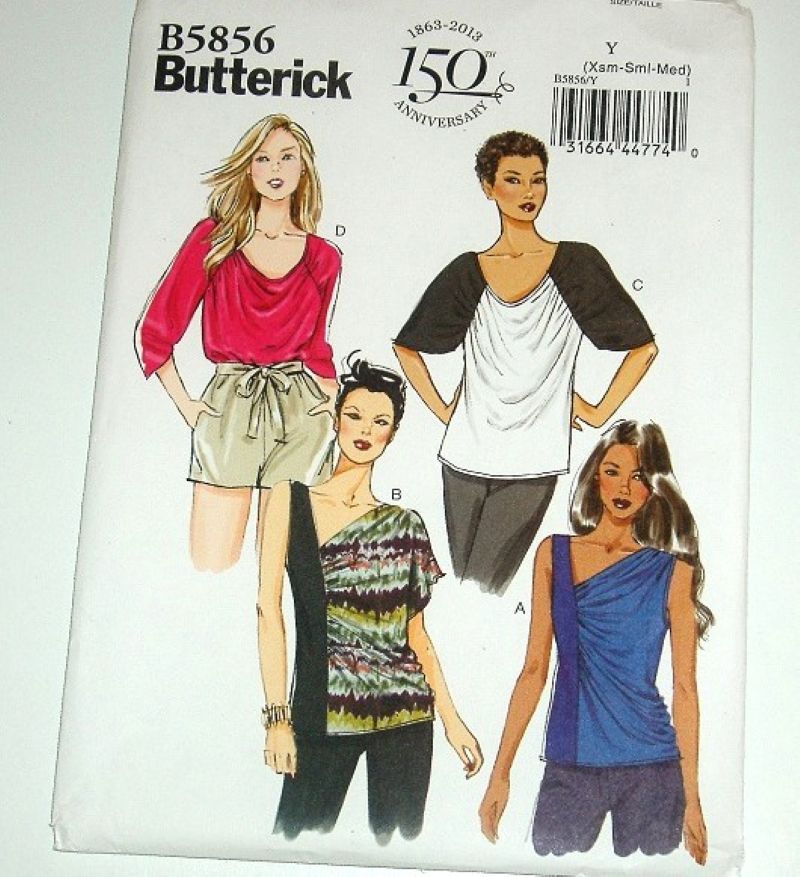 Butterick B5856 Misses Pullover Knit Tops Pattern (2012) Sizes XS-M