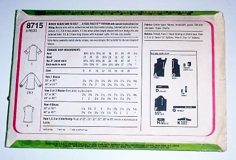 Simplicity 8715 Misses Blouse & Tie Belt Sewing Pattern (Size 14, Bust 36")