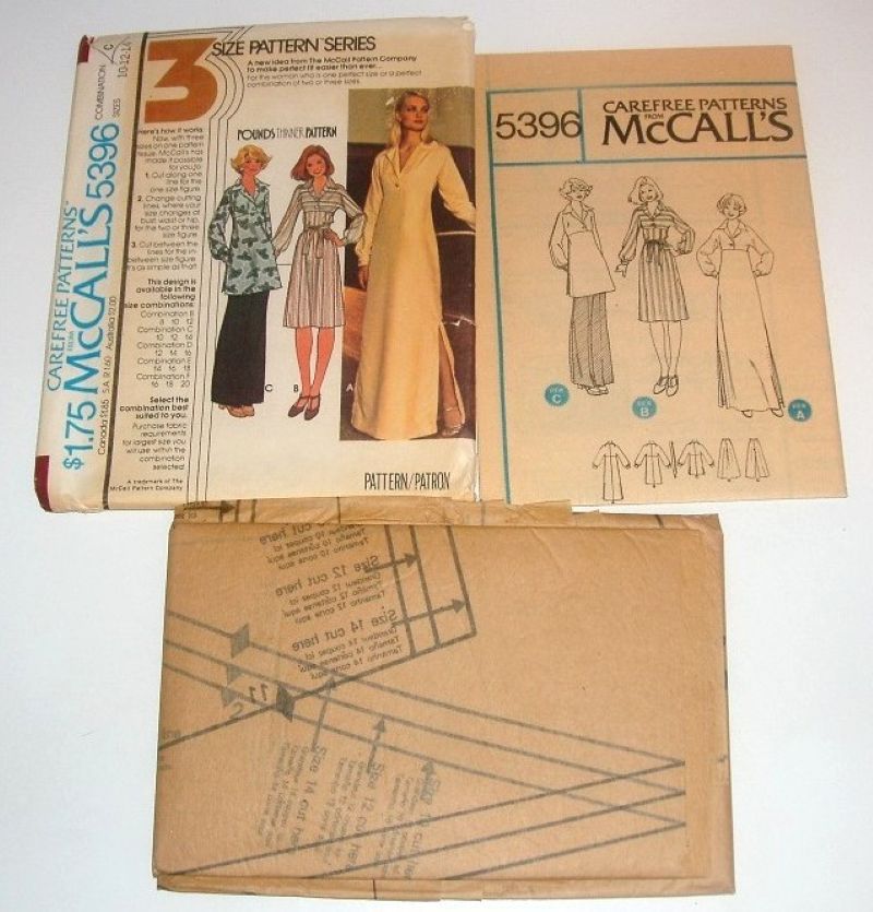 McCall’s 5396 Vintage 1976 Sewing Pattern Misses Dress, Tunic & Pants Sizes 10–14 