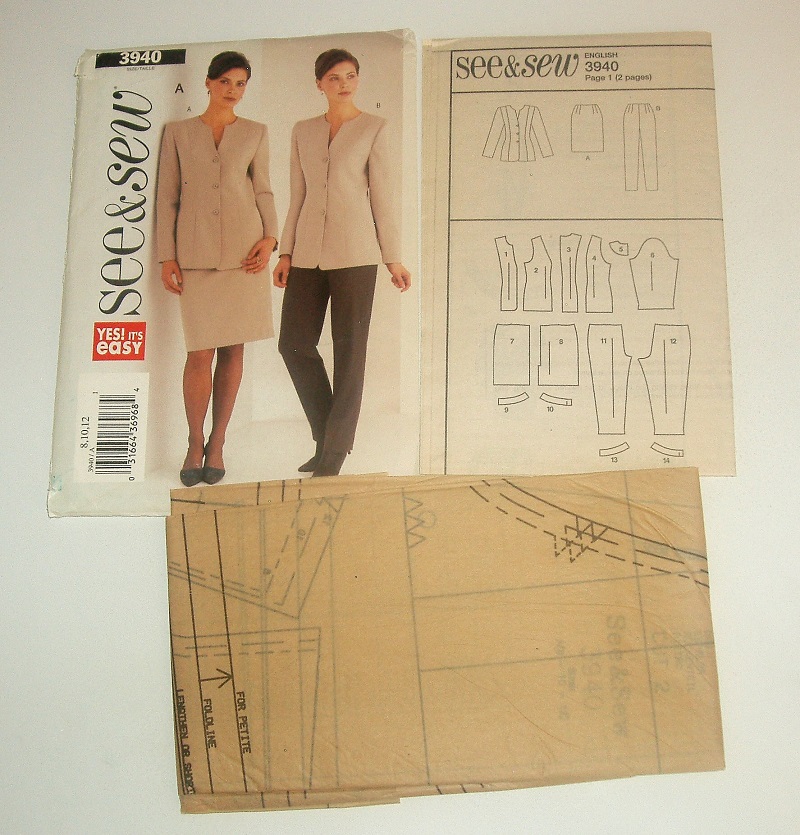 Butterick See & Sew 3940 Women’s Jacket, Skirt & Pants Sewing Pattern Sizes 8-12