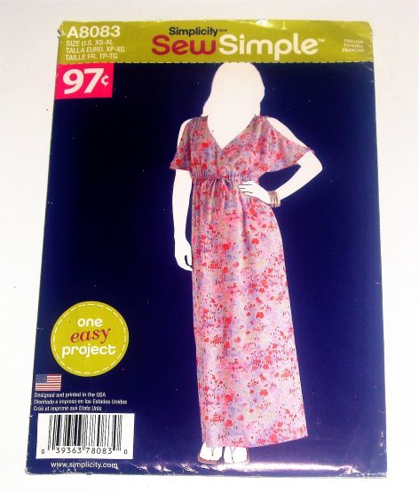 Simplicity Sew Simple A8083 Sewing Pattern Misses Casual Maxi Dress Sizes XS-XL