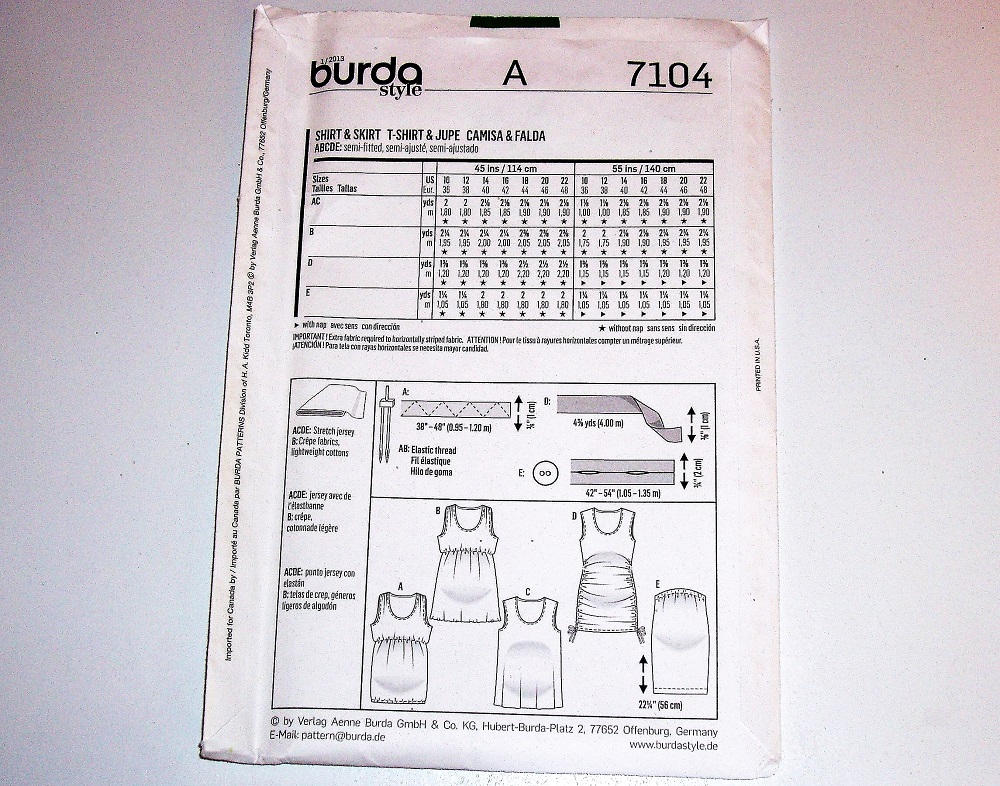 Burda 7104 Maternity T-Shirt & Skirt Sewing Pattern Sizes 10–22