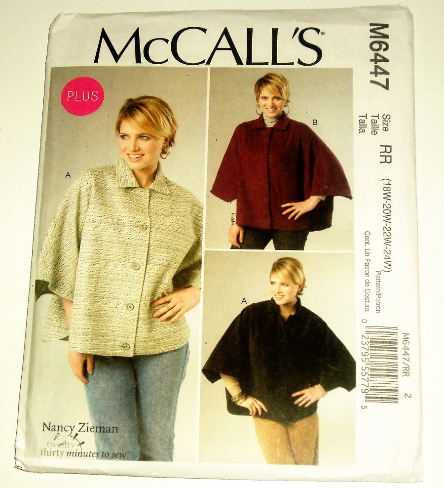 McCall's M6447 Sewing Pattern Misses/Women's Capes Sizes 18W-24W Plus Size