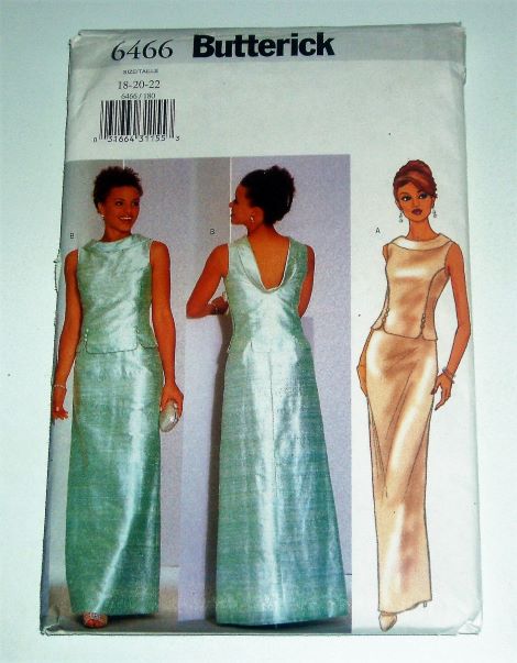 Butterick 6466 Misses Formal Top & Skirt Sewing Pattern Sizes 18–22 (1999)