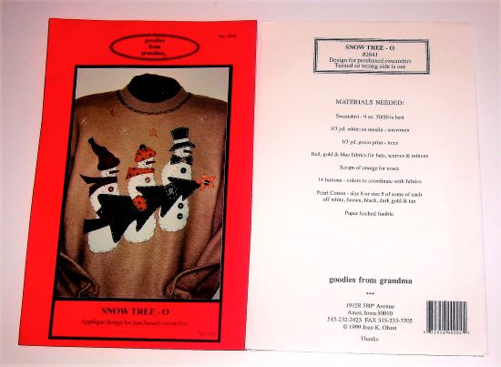 Snow Tree Applique Craft Pattern – Snowmen Carrying Christmas Tree – Sweatshirt Design 