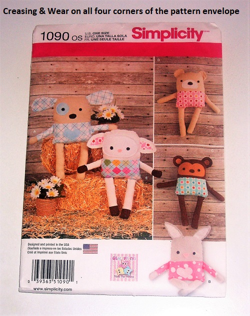 Simplicity 1090 15" Stuffed Animal Trio: Dog, Bunny, Monkey, Bear & Lamb (2015)