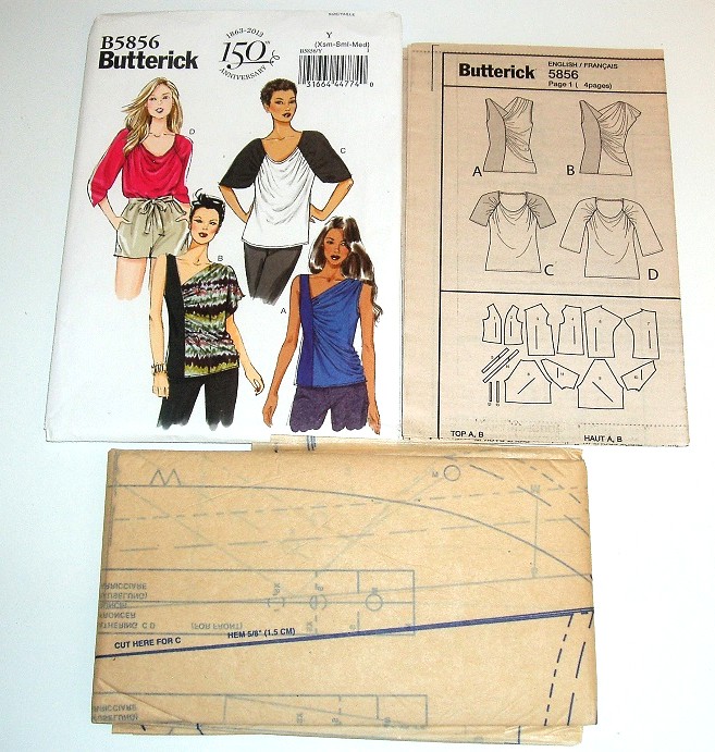 Butterick B5856 Misses Pullover Knit Tops Pattern (2012) Sizes XS-M