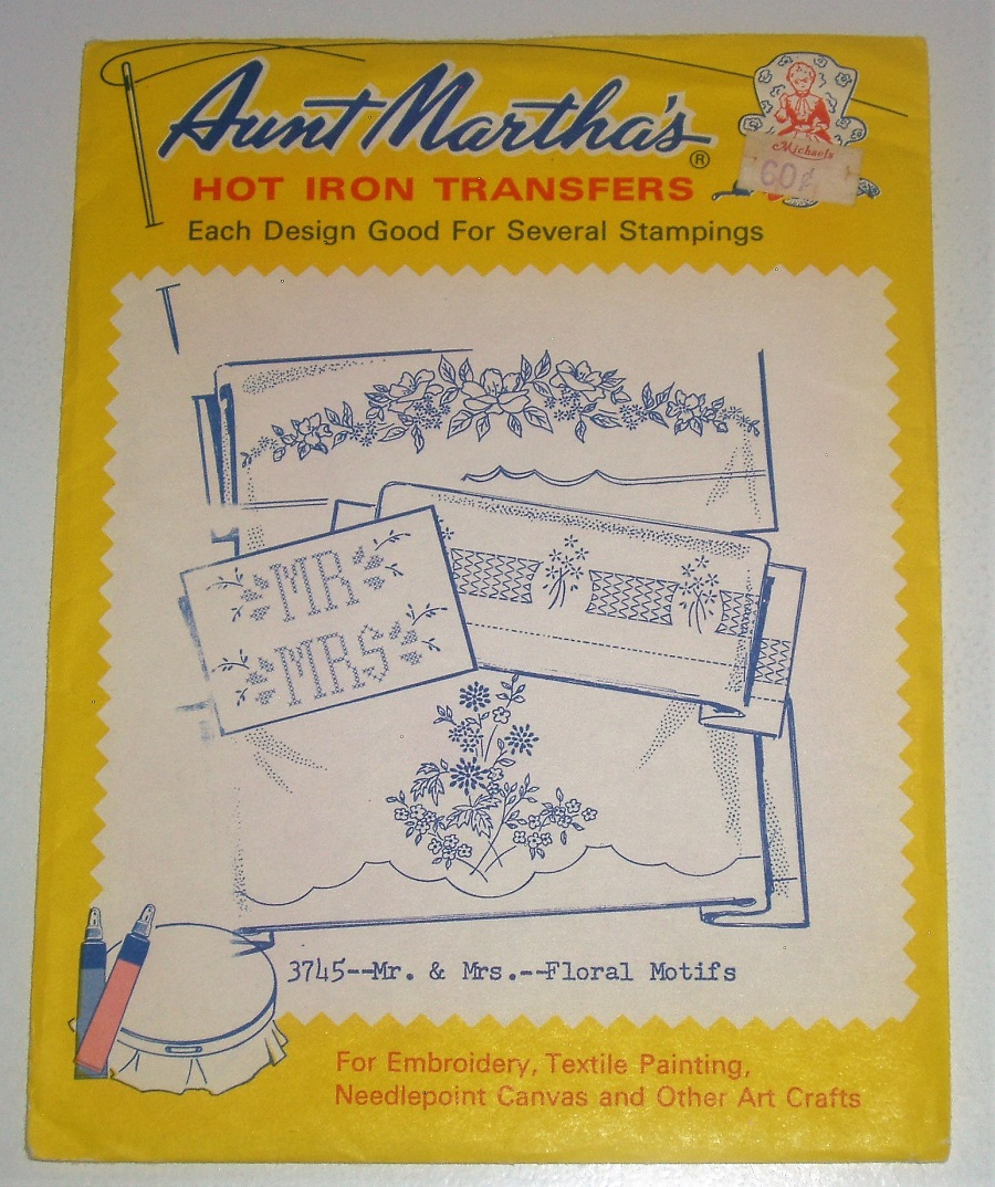 Aunt Martha’s Hot Iron Transfers Set Poinsettias, Mr. & Mrs. Floral, Dish Motifs, Three Pigs Quilt