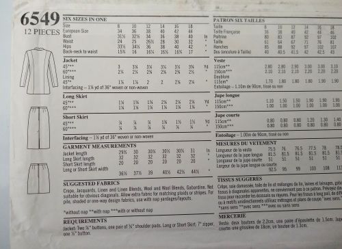 New Look 6549 Misses Jacket & Skirt Pattern Sizes 8-18