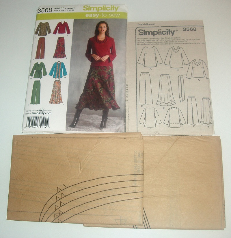 Simplicity 3568 Sewing Pattern Women's Top Pants Skirt Sash Or Scarf Sz 20W-28W