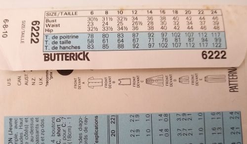 Butterick 6222 Misses Wardrobe Pattern Tops Skirt Shorts Pants (Sz 6–10, 1992)