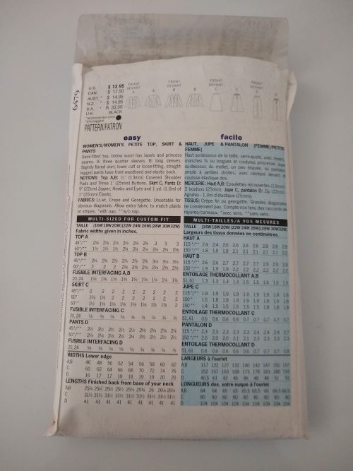 Butterick 6479 Delta Burke Top, Skirt & Pants Pattern (Sz 16W–20W, 2000)