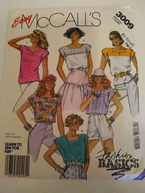Easy McCall’s 3009 Sewing Pattern Misses’ Pullover Tops (XS)