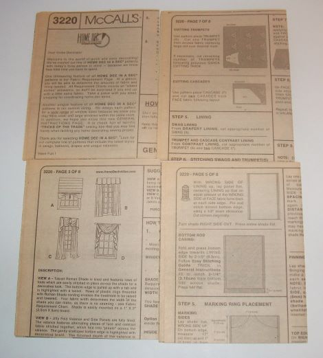 McCall's Home Dec In A Sec M3220 Pattern Curtains & Swags Variations