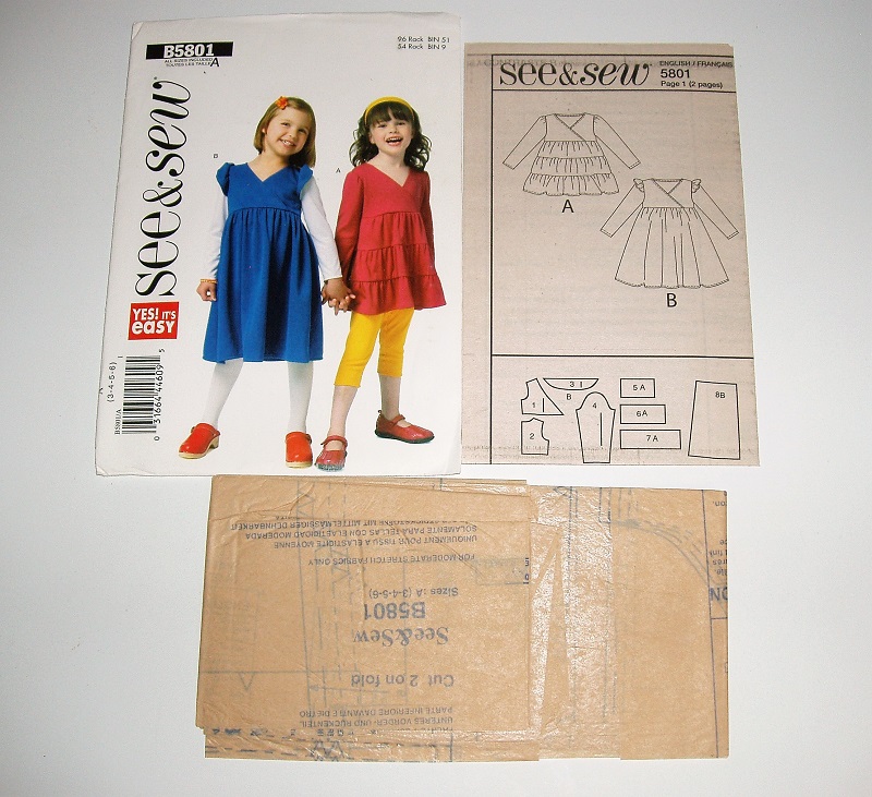 Butterick See & Sew B5801 Girl’s Knit Dress & Top Sewing Pattern Sizes 3–6 2012