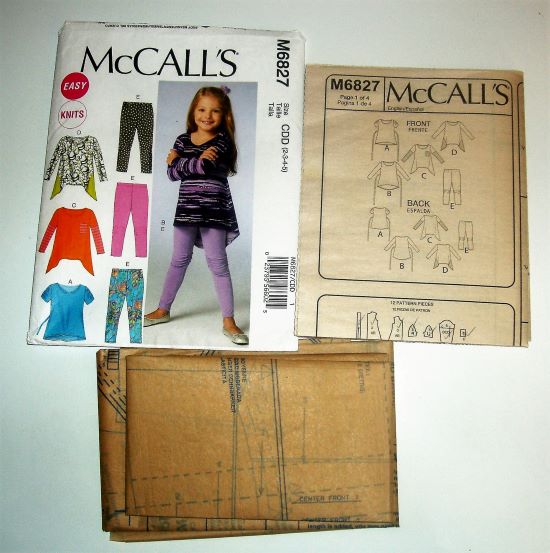 McCall’s M6827 Girl’s Pullover Tops & Leggings Sewing Pattern Sizes 2-5 (2013)