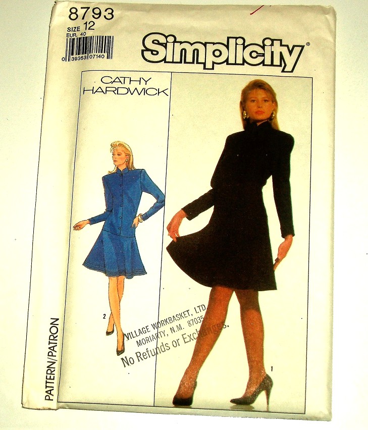 Simplicity 8793 Cathy Hardwick Misses Dress Sewing Pattern (Size 12 Bust 34")