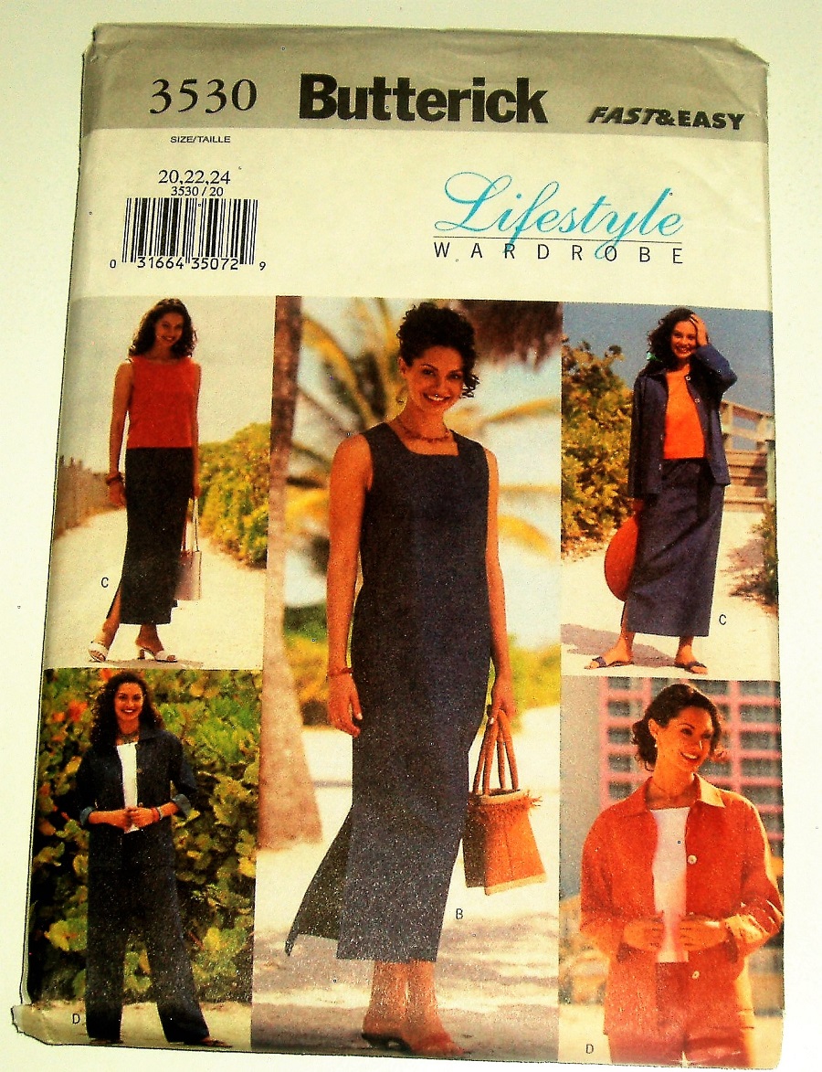 Butterick 3530 Lifestyle Wardrobe Sewing Pattern – Misses/Misses Petite Jacket, Top, Dress, Skirt & Pants – Plus Sizes 20–24