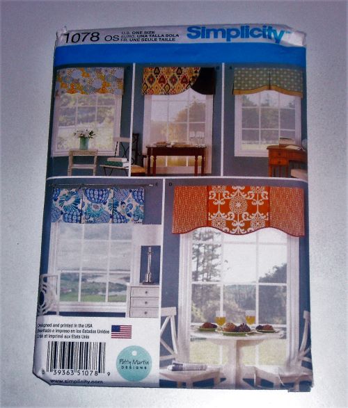 Simplicity 1078 Sewing Pattern Window Valance for 39" Windows One Size