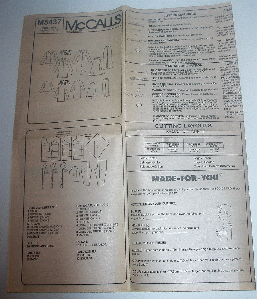 McCall's M5437 Sewing Pattern Women's Plus Size Basic Wardrobe Essentials Sz 26W=32W