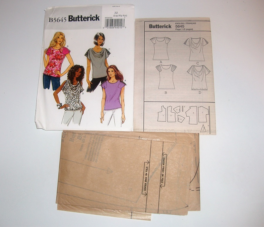 Butterick B5645 Sewing Pattern Misses Close-fitting tops Sz L-XXL