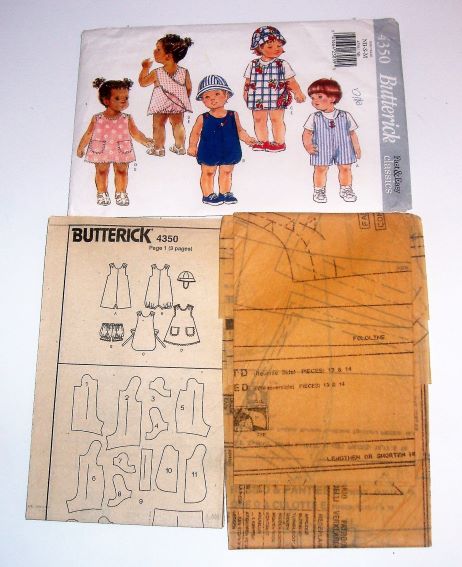 Butterick 4350 Infant Romper, Jumper, Dress, Panties & Hat Sewing Pattern Sizes NB–Medium 
