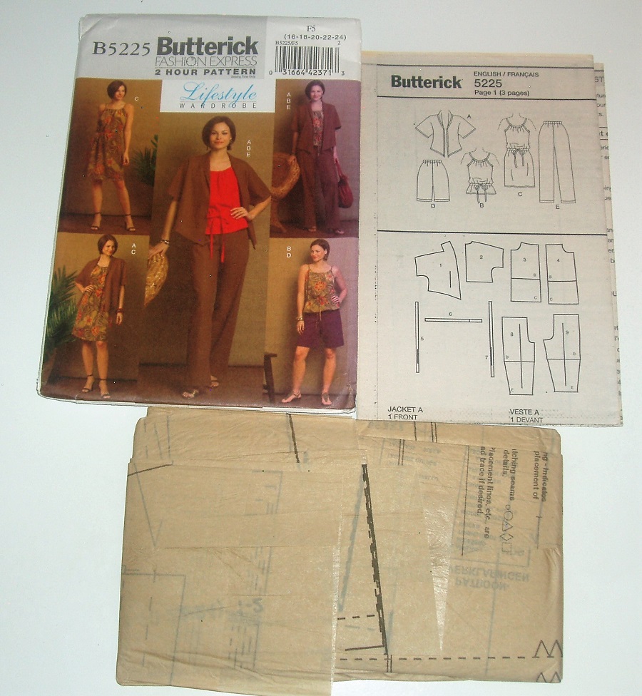 Butterick B5225 Misses Jacket, Dress, Top, Pants & Shorts Pattern Sizes 16–24