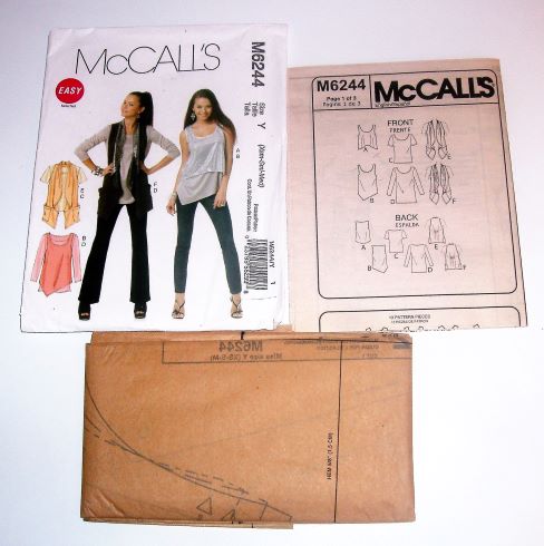 McCall’s M6244 Sewing Pattern Misses Knit Tops & Vests Sizes XS–M
