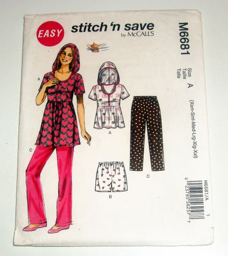 McCall’s M6681 Misses Hooded Top, Shorts & Pants Pattern (2013) Sizes XS-XXL