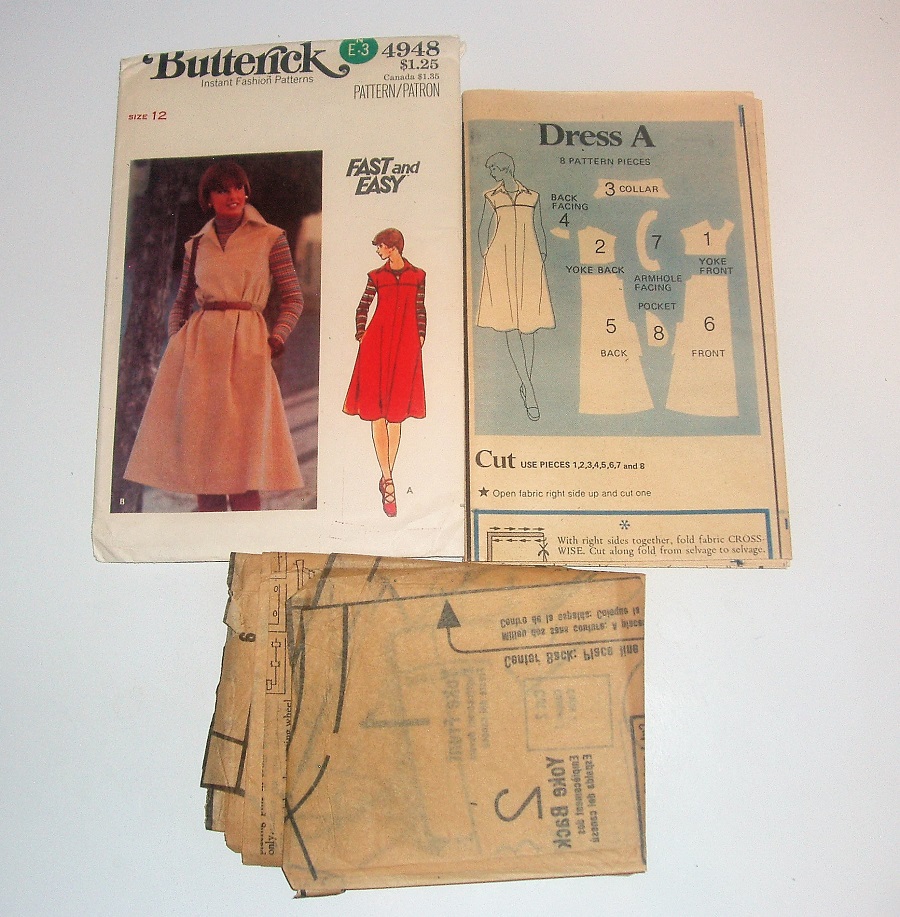 Butterick 4948 Misses’ Dress/Jumper Cut Sewing Pattern – Size 12 – 1970s