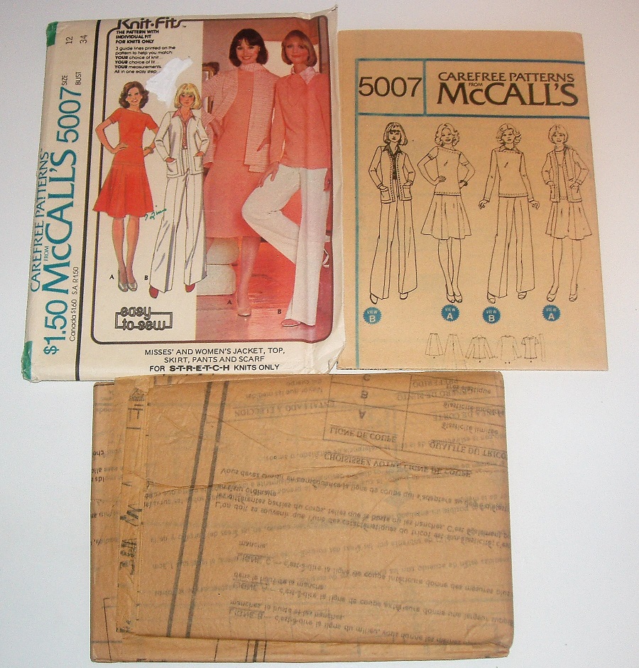 McCall's 5007 Sewing Pattern Misses Knit Wardrobe Size 12 Bust 34"