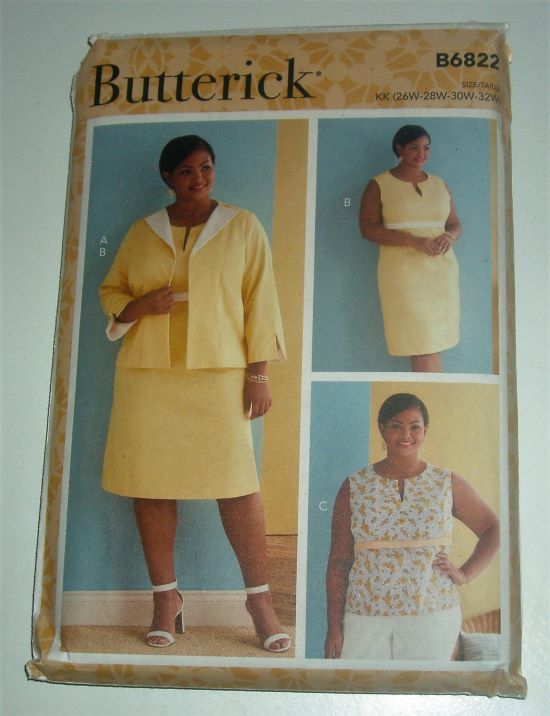 Butterick B6822 Plus‑Size Jacket & Empire Dress Pattern (26W–32W)