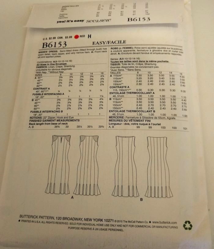 Butterick B6153 See & Sew Easy Sewing Pattern Misses Semi-Fitted Dress Sizes 8–16