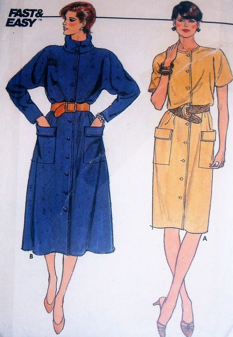 Vintage Butterick 6744 Misses Button-Front Dress Pattern Sz 12-16
