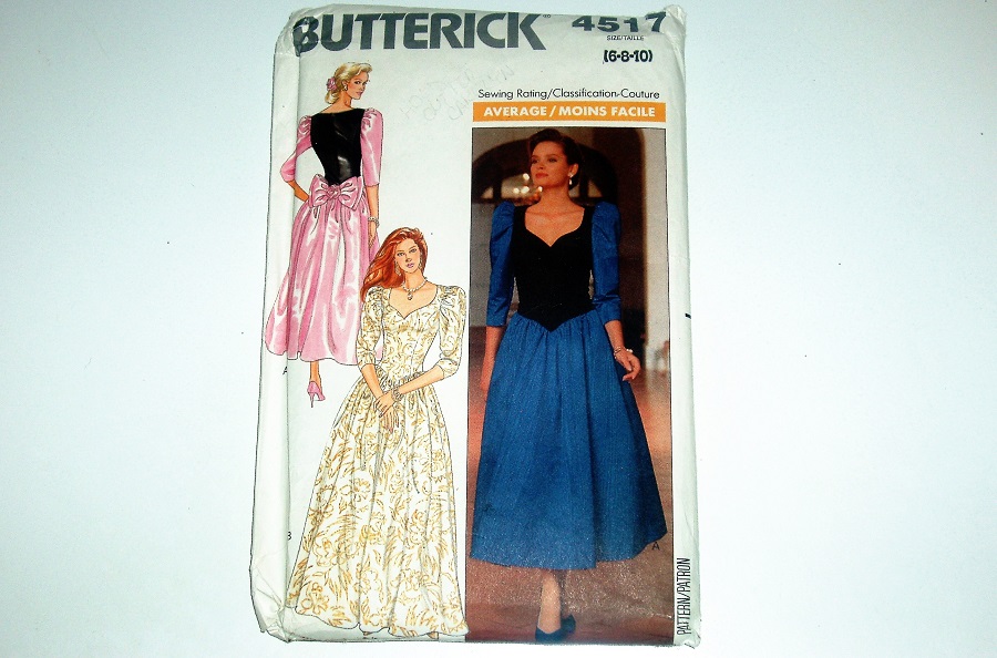 Butterick 4517 Misses’ Formal Dress Sewing Pattern Tea or Floor Length Sizes 6–10
