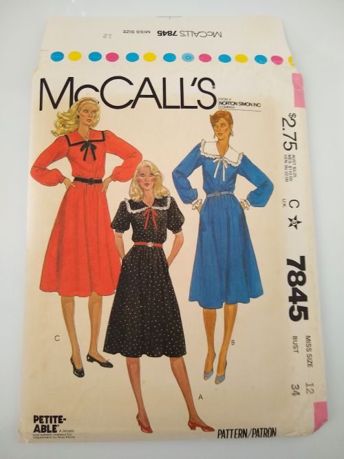 McCalls 7845 Misses/Misses Petite Midi Dress Variations Sewing Pattern Sz 12 Bust 34"