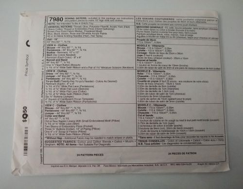 McCall’s 7980 Sewing Sisters Doll Pattern (1995) – 18" Cloth Dolls & Clothing