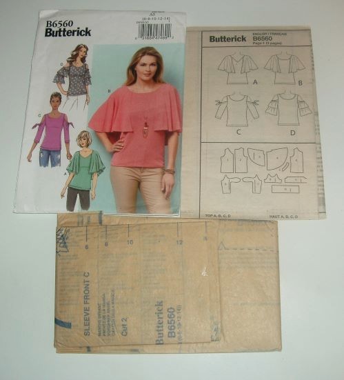 Butterick B6560 Sewing Pattern Misses Cold Shoulder Knit Tops Sizes 6–14