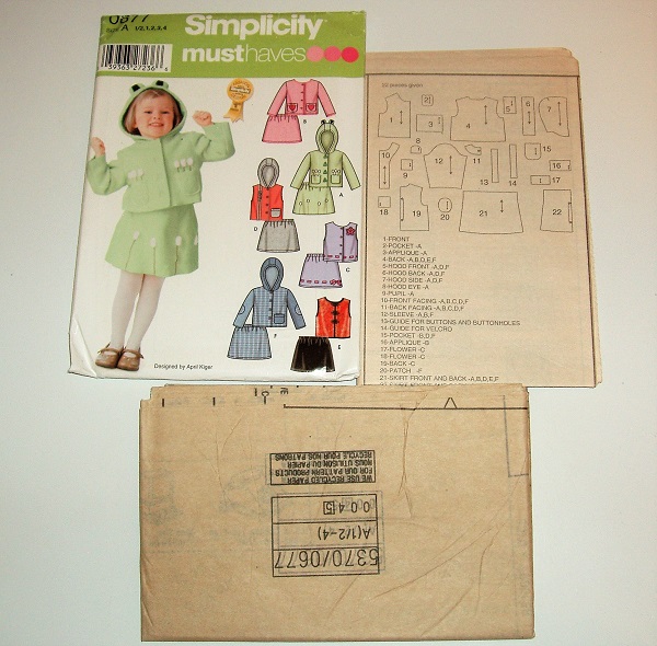 Simplicity 0677 Must Haves Sewing Pattern Toddler Girl’s Jacket, Vest & Skirt Sizes 1/2–4