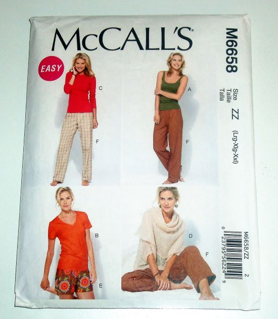 McCall’s M6658 Misses Tops, Shorts & Pants Sewing Pattern Sizes L-XXL (2012)