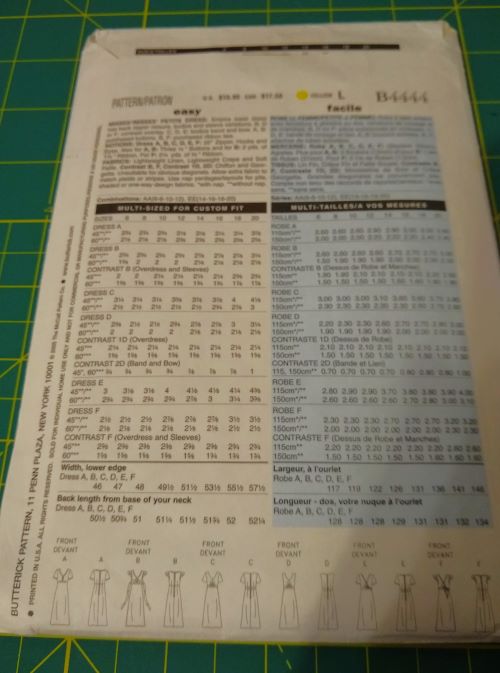 Butterick B4444 Misses Empire Waist Dress Pattern Sz 14–20