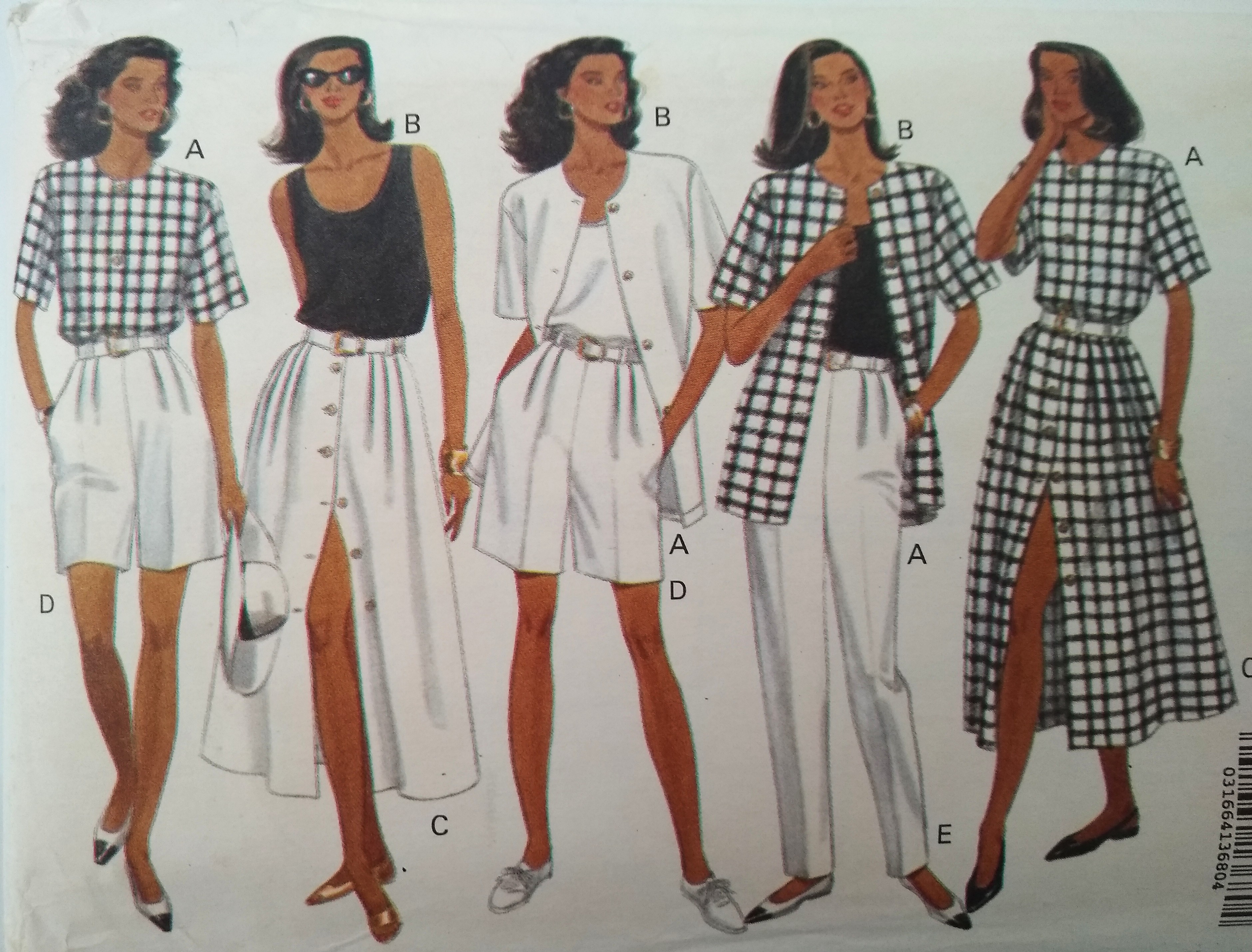 Butterick 6222 Misses Wardrobe Pattern Tops Skirt Shorts Pants (Sz 6–10, 1992)