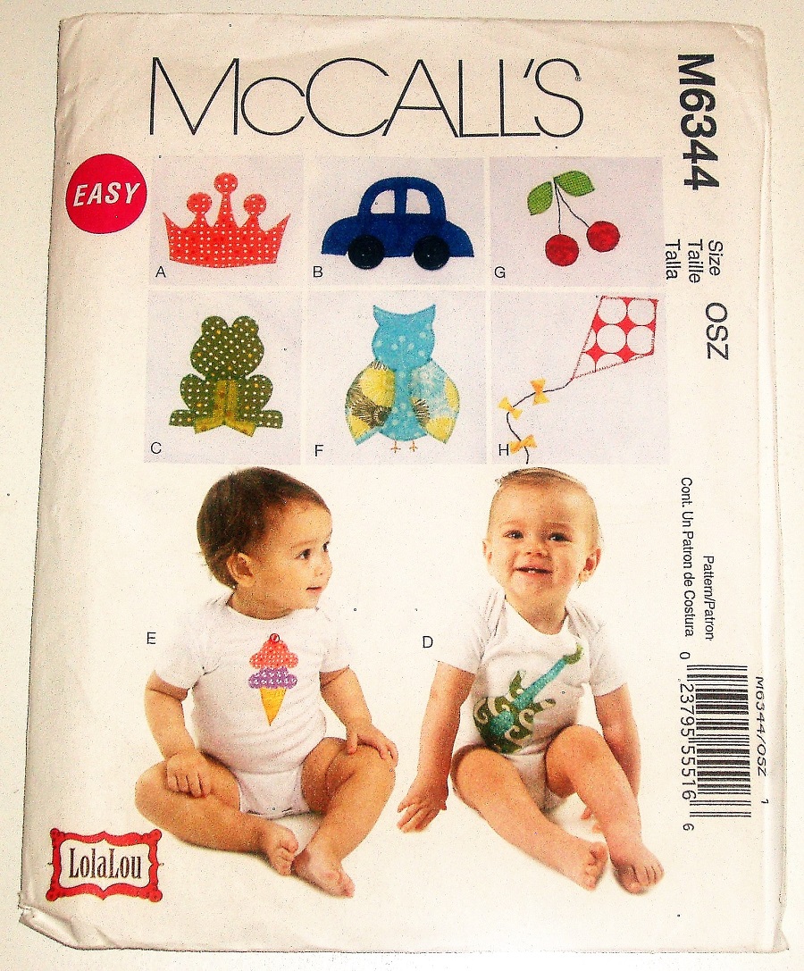McCall's M6344 Infant's Onesie & Applique Sewing Pattern Sizes S-XL 