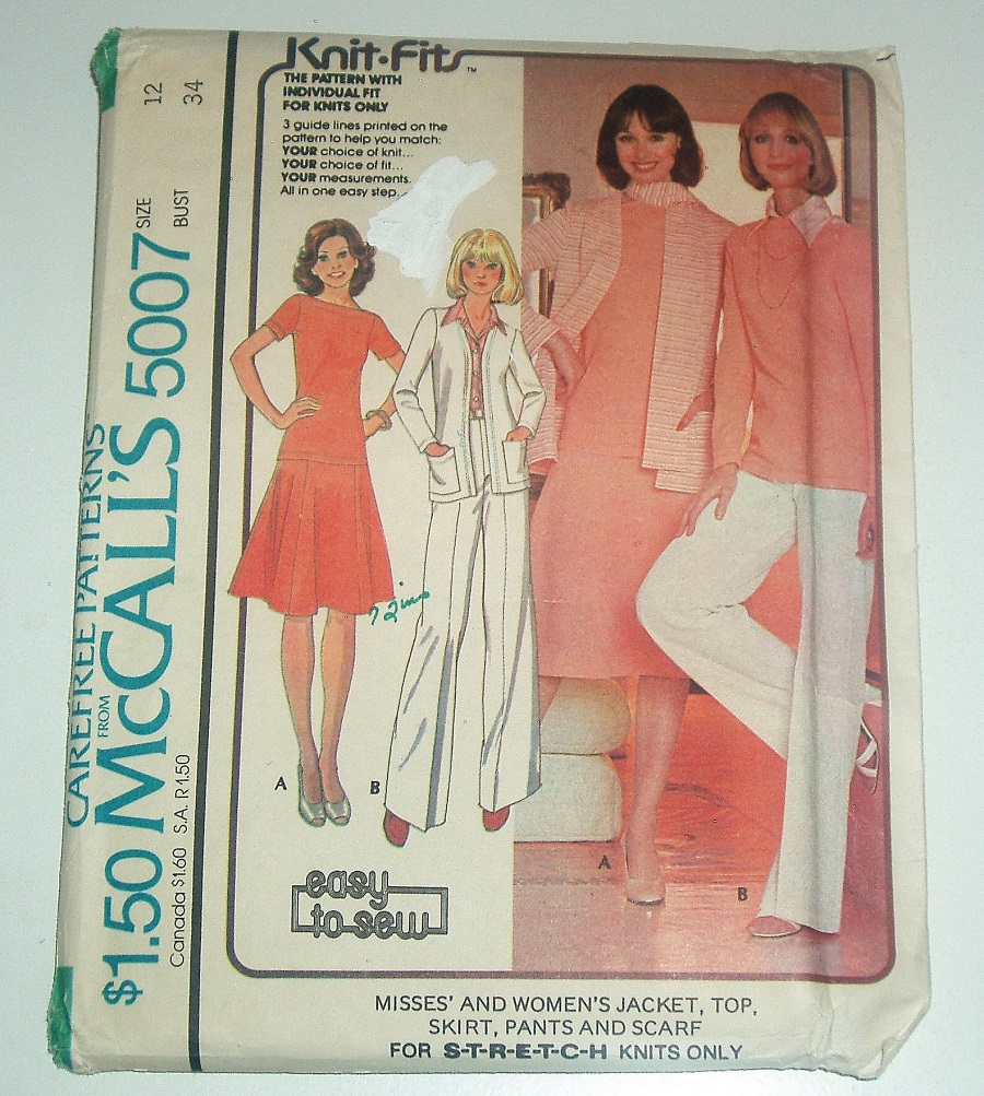 McCall's 5007 Sewing Pattern Misses Knit Wardrobe Size 12 Bust 34"