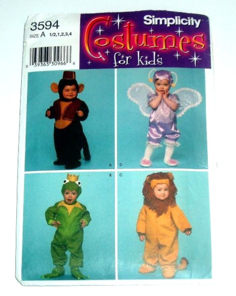 Simplicity 3594 Sewing Pattern Toddler Halloween Costumes Sizes ½–4